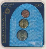 San Marino 2005. 2c + 20c + 2EUR "Szent Ferenc kapu" sor dísztokban T:UNC San Marino 2005....