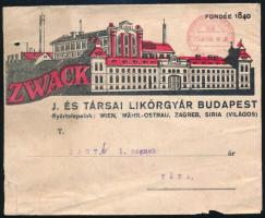 1929 Zwack J. és Társai Likőrgyár céges boríték