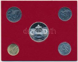 Vatikán 1983-1988. 10L-100L (4xklf) + "II. János Pál" ezüstözött fém emlékérem szettben T:...
