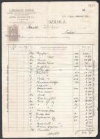 1940 Ländler Samu Fűszer-,Festék és Gyarmatárú nagykereskedő fejléces számla