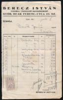 1941 Berecz István Cukorka- Csokoládé Nagykereskedő fejléces számla