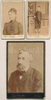 cca 1880-1890 Portrék, 3 db keményhátú fotó Löger Gusztáv (1827-1898) nyitrai műterméből, 10,5x6,5 cm és 16x11 cm