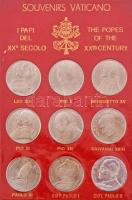 Vatikán ~1986. "Vatikánvárosi szuvenír" 9xklf kétoldalas, ezüstözött fém emlékérem XIII. L...