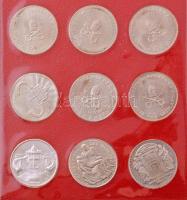 Vatikán ~1986. "Vatikánvárosi szuvenír" 9xklf kétoldalas, ezüstözött fém emlékérem XIII. L...