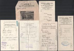 1941 Nyugati Gyógyszertár (Bp. VI., Vilmos császár út 65.) képes receptboríték, benne 5 db recept