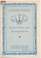 1955 Békevédelmi szerződés, kitöltetlen emléklap, sarkán kisebb égésnyommal, 20x14 cm (Ritka)