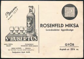 cca 1930 Braun Testvérek - Rosenfeld Miksa kereskedelmi ügynöksége, Győr reklámlap/ illusztrált üzleti levelezőlap