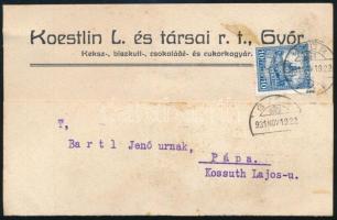 1931 Koestlin L. és Társai R.T. Győr üzleti levelező-lap