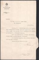 1927 Bp., Herrmann Miksa (1868-1944) kereskedelemügyi miniszter autográf aláírása Dr. fülei Kováts Aladár főszolgabíró részére szóló segédtitkári kinevezésen, szárazbélyegzővel