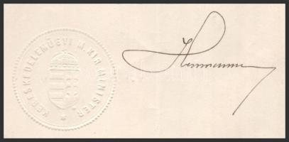 1927 Bp., Herrmann Miksa (1868-1944) kereskedelemügyi miniszter autográf aláírása Dr. fülei Kováts A...