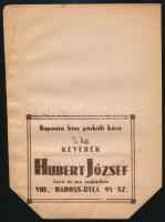 Hubert József kávé- és teaszaküzletének reklámzacskója