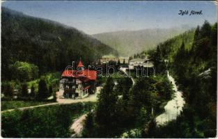 1923 Iglófüred, Bad Zipser Neudorf, Spisská Nová Ves Kupele, Novovesské Kúpele; látkép. Vasúti levelezőlapárusítás / general view, spa (EK)