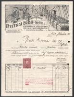 1930 Nyitrai Ernő, Győr , Kávépörkölde, Fűszermalom, Hántoló és Konzervkávégyár dekoratív fejléces számla