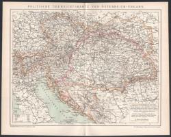 cca 1890-1900 össz. 14 db klf. témájú színes térkép (Osztrák-magyar monarchia politikai áttekintő és domborzati térképe) és illusztráció (gombák, bogarak, bélyegek, kitüntetések, pillangók stb.) a Brockhaus Konversations-Lexikon 14. kiadásából. Nyomat, papír. 21x27 cm
