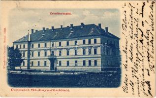 1899 (Vorläufer) Stubnyafürdő, Túróchévíz, Stubnianske Teplice, Turcianske Teplice; Erzsébet szálloda. Wlaszlovits Gusztáv kiadása / hotel, spa (EK)