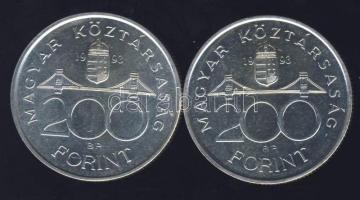 1993. 200Ft Ag "MNB" (2x) T:BU,2