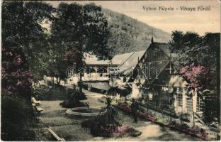 1924 Vihnye, Vihnyefürdő, Kúpele Vyhne; Gyógyfürdő, szökőkút / spa, bath, fountain (EK)