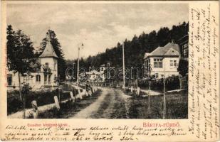 1906 Bártfa, Bártfafürdő, Bardejovské Kúpele, Bardiov, Bardejov; Erzsébet királyné körút, nyaralók. Divald Adolf kiadása / spa, villas (r)