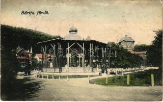 1907 Bártfa, Bártfafürdő, Bardejovské Kúpele, Bardiov, Bardejov; Fedett sétány az Orvos és Főforrással / promenade, spring sources, spa (b)