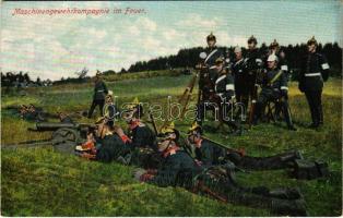 Maschinengewehrkompagnie im Feuer / German military, machine gun unit (EK)