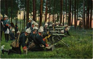 Maschinengewehrkompagnie im Feuer / German military, machine gun unit (EK)