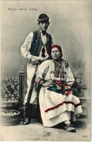 1914 Hrvat. narod. nosnja / Horvát népviselet / Croatian folklore, national costumes. B.W. Wien IX/1. 1911. 4309. (EK)