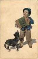 Boy with accordion and dog. B.K.W.I. 993-5. s: K. Feiertag (fl)