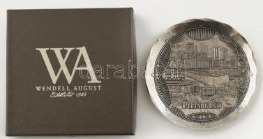 Wendell August Pittsburgh tálka, acél, jelzett, eredeti dobozában, d:12 cm