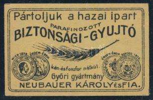 Neubauer Károly és Fia biztonsági gyújtó gyufacímke