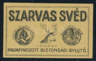 Szarvas Svéd parafinozott biztonsági gyújtó gyufacímke