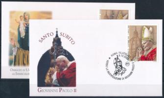 Popes John Paul II and Benedict XVI set on 2 FDC's, János Pál pápa halála és utódjának, XVI. Benedek pápának a megválasztása sor 2 db FDC-n