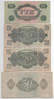 1944. 10P + 20P (2x) + 50P "A Vöröshadsereg Parancsnoksága" T:F,VG kis szakadás, folt