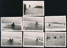 cca 1930 Motorverseny a jégen 7 db fotó