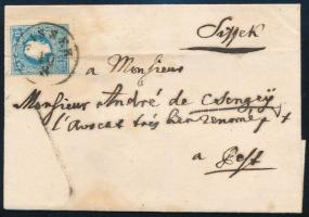 1861 Levél 15kr bérmentesítéssel "SISSEK" - "AGRAM" - "PESTH" hátoldalán fekete viaszpecséttel