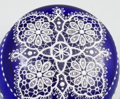 Parádi üveg bonbonniere, kézzel festett, hibátlan 9 cm