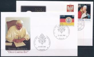 Anniversary of the death of Pope John Paul II 2 FDCs, II. János Pál pápa halálának évfordulója 2 db klf. FDC