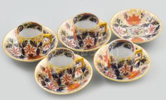 Japán mintás porcelán mokkás készlet 4 csésze, 4 aljjal. Kézzel festett, jelzés nélkü, hibátlan