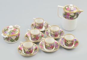 Nymphenburg mokkás készlet. Hat személyes. Matricás, jelzett, hibátlan