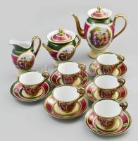 Royal Austria teás készlet. Hat személyes Kiöntő 22, 16 cm, Matricás, jelzett, hibátlan