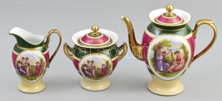 Royal Austria teás készlet. Hat személyes Kiöntő 22, 16 cm, Matricás, jelzett, hibátlan