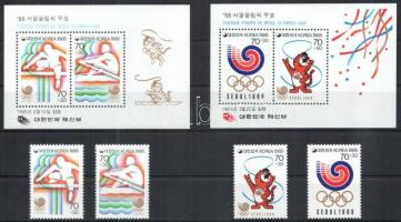 1985 4 db Nyári Olimpia, Szöul sor + blokk + sorok CM-n + 2 db FDC Mi 1400-1401 + Mi 1410-1411 + Mi ...