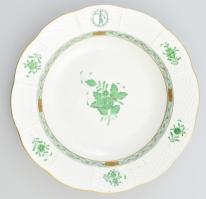 Herendi Apponyi mintás porcelán leveses tányér, Fortuna Restaurant logóval, kézzel festett, jelzett, kopásokkal , d: 24,5 cm