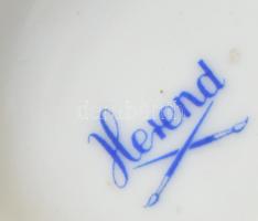 Herendi porcelán 4 db csésze és 6 db csészealj, kézzel festett, jelzett, kopásokkal , egyik csészén ...