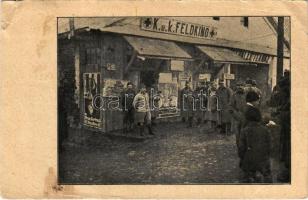 1916 K.u.K. Feldkino und Teehalle / Első világháborús osztrák-magyar teaház és tábori mozi / WWI Austro-Hungarian military tea hall and field cinema + "K.u.k. Feldpostamt 77." (szakadás / tear)