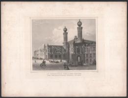 cca 1840 G. M. Kurz: Az izraeliták temploma Pesten, acélmetszet, foltos, 14×19 cm