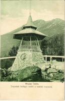 Tátra, Magas-Tátra, Vysoké Tatry; Tarpataki Szilágyi emlék a szalóki csúccsal. M.T. és F. I. Koch Willy kiadása / Kohlbacher Tal, Szilágyi-Denkmal / Studená dolina / memorial lookout tower, monument (fl)