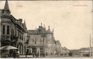 Léva, Levice; Kossuth tér, Lang központi kávéháza. Schulcz Ignác kiadása / square, cafe (r)