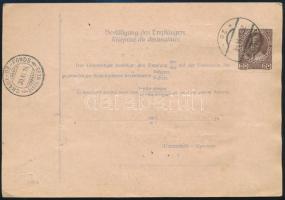 1914 Szállítólevél 4 bélyeges vegyes bérmentesítéssel Bécsből Svájcba küldve francia vámmentes jelzé...