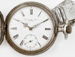 Braunswetter János Szeged ezüst (Ag) zsebóra, nem működik, fém fityegővel