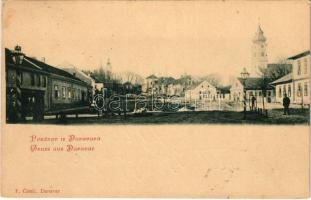 1899 (Vorläufer) Daruvár, Daruwar; utca, üzletek, templom. Kiadja F. Cimic / street view, shops, church (fl)
